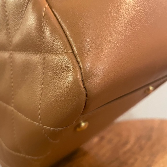 SOLD Chanel Stitched Large Shopping Bag Caramel Calfskin Aged Gold Hardware - Picture 5 of 8